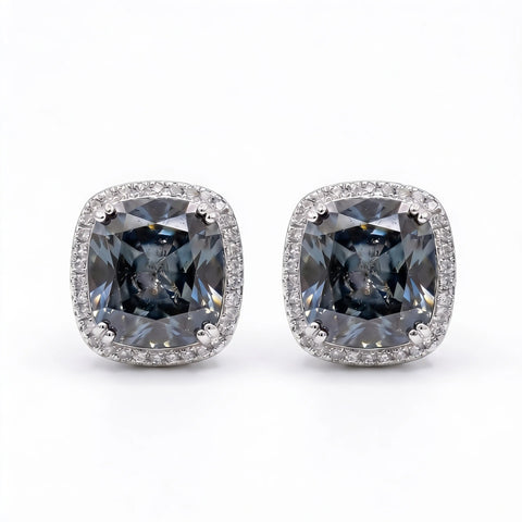 Cushion Halo Crystal Stud Earrings