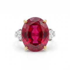 Trinity Crystal Oval Three-Stone Cocktail Ring, Gold & Rhodium finish