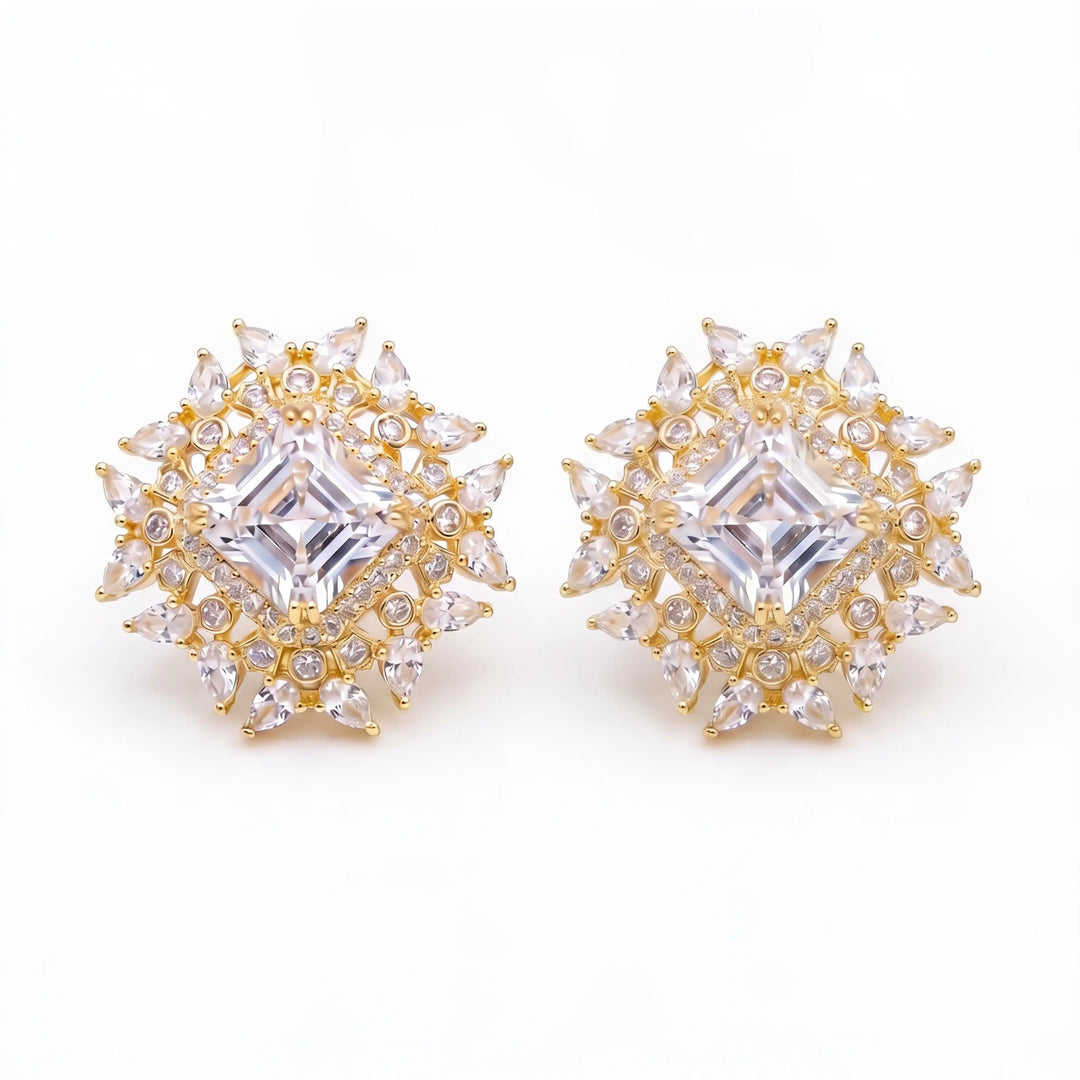 Gold-Tone Kite Sunburst Stud Earrings