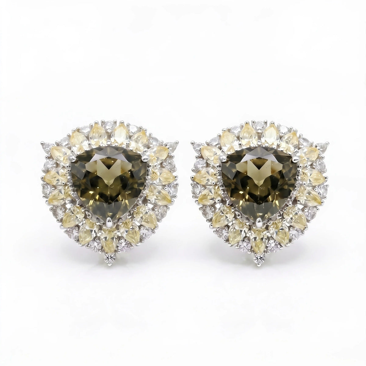 Iridescent Trillion Halo Stud Earrings