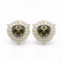 Iridescent Trillion Halo Stud Earrings