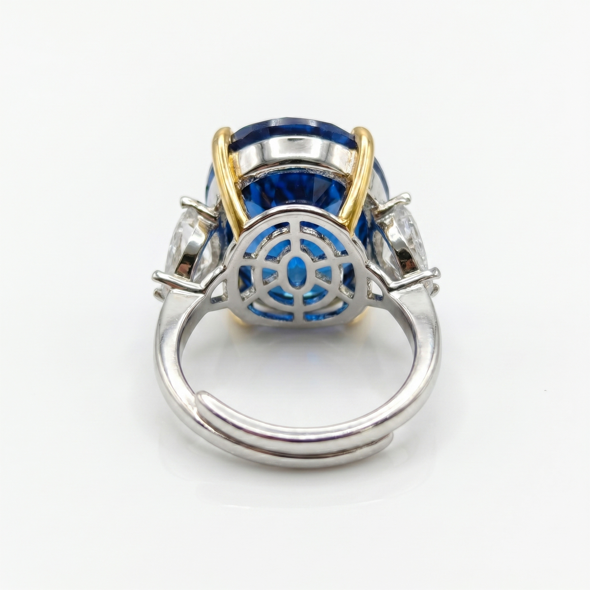 Trinity Crystal Oval Three-Stone Cocktail Ring, Gold & Rhodium finish