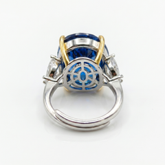 Trinity Crystal Oval Three-Stone Cocktail Ring, Gold & Rhodium finish
