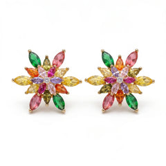 Petalia Multicolour Crystal Floral Cluster Stud Earrings, Marquise cut, Rhodium finish