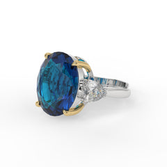 Trinity Crystal Oval Three-Stone Cocktail Ring, Gold & Rhodium finish