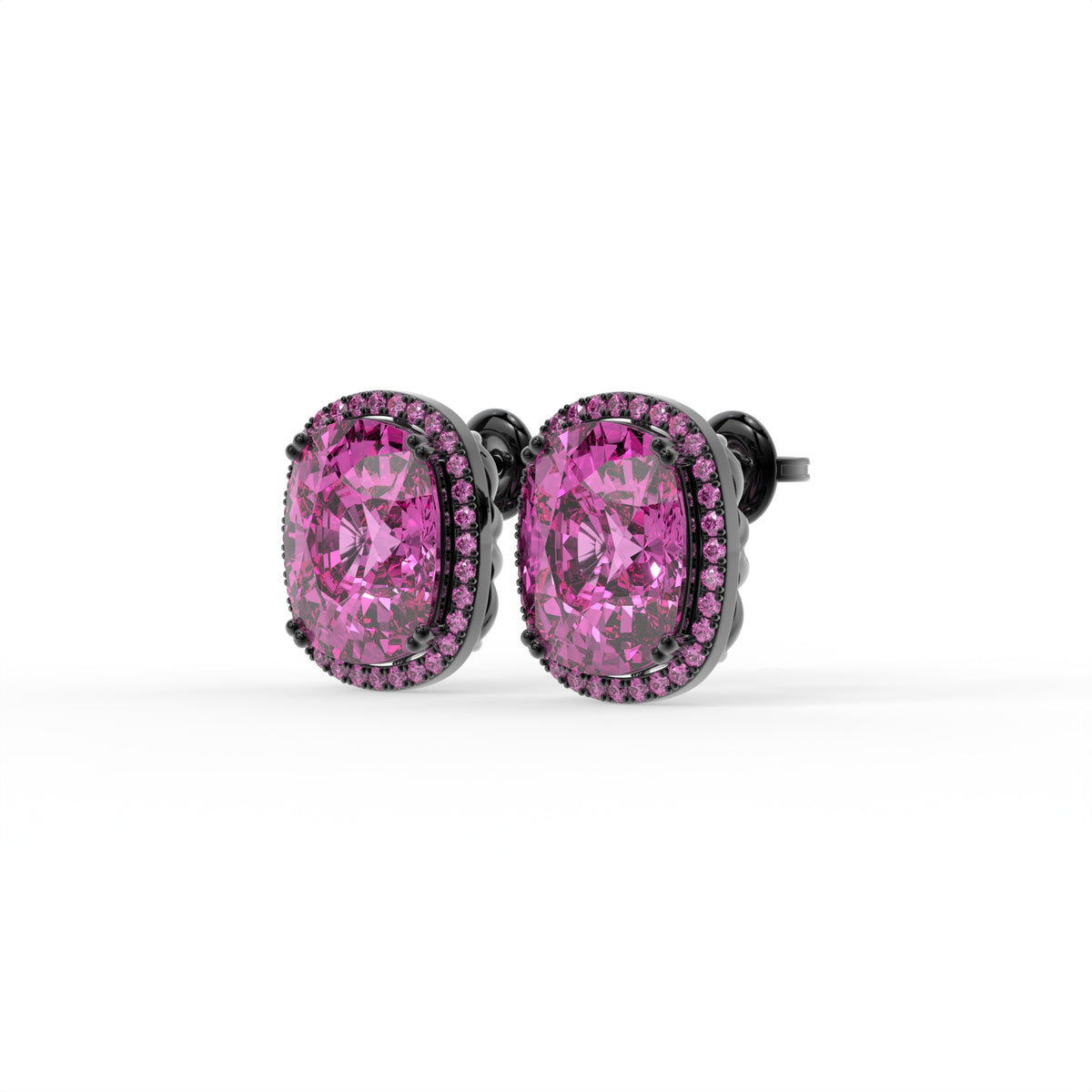 Rebecca Pink Cushion Halo Stud Earrings