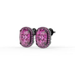 Rebecca Pink Cushion Halo Stud Earrings