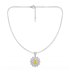 Helia Crystal Floral Burst Pendant Necklace, Rhodium finish