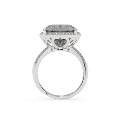 Diana Grey Crystal Cushion Halo Cocktail Ring, Rhodium finish