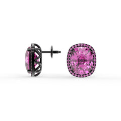 Rebecca Pink Cushion Halo Stud Earrings