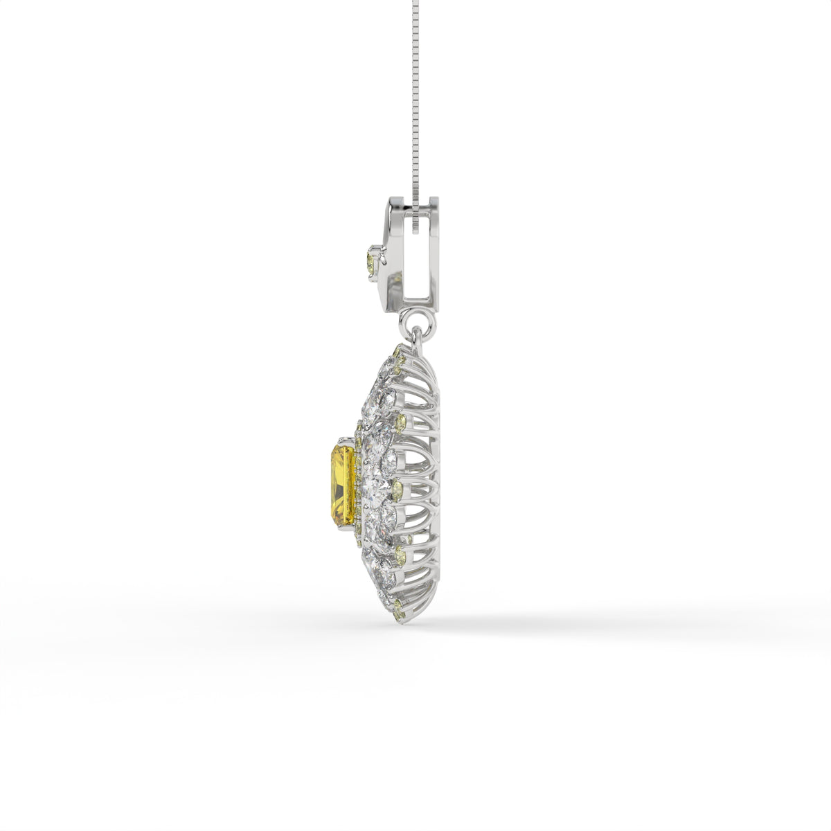 Starburst Helia Crystal Floral Burst Pendant Necklace, Rhodium finish
