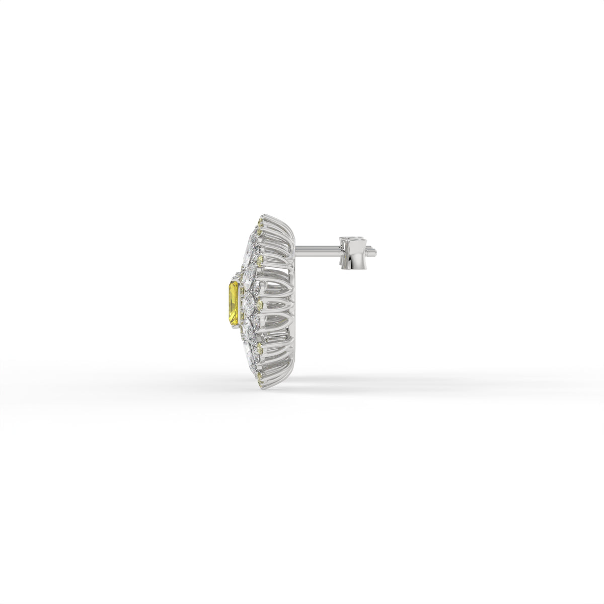 Starburst Emerald-Cut Halo Stud Earrings