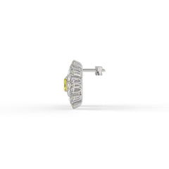 Starburst Emerald-Cut Halo Stud Earrings