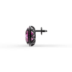 Rebecca Pink Cushion Halo Stud Earrings