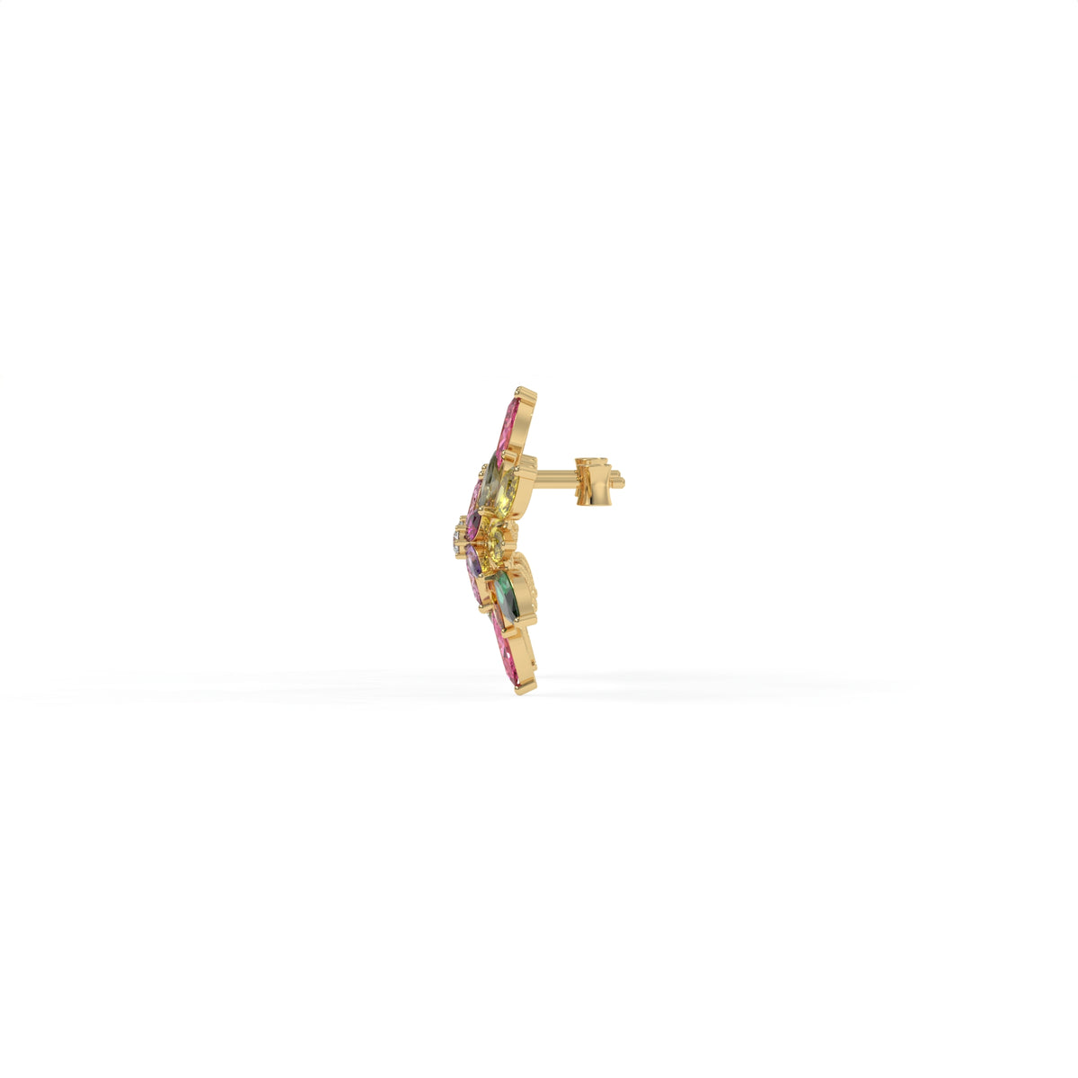 Petalia Multicolour Crystal Floral Cluster Stud Earrings, Marquise cut, Rhodium finish