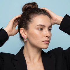 Marquise multicolour stud earrings for women - RANGREZ (view 8)