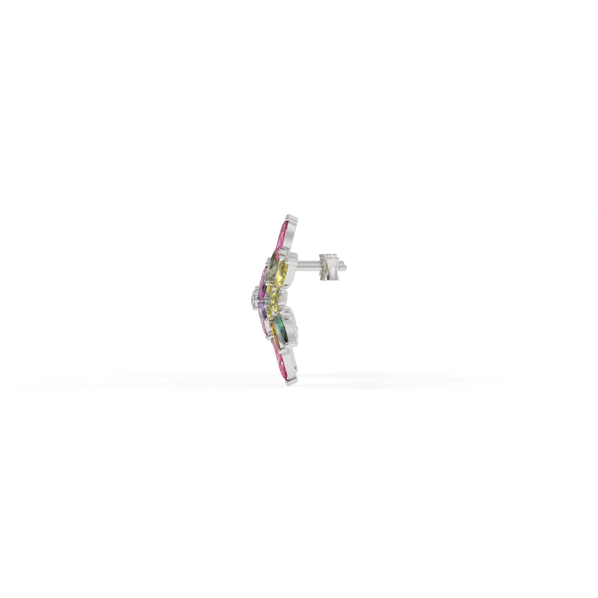 Petalia Multicolour Crystal Floral Cluster Stud Earrings, Marquise cut, Rhodium finish