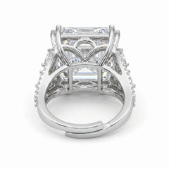 Hexa White Crystal Emerald Cut Statement Cocktail Ring