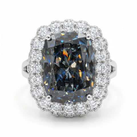 Cushion Halo Statement Crystal Cocktail Ring
