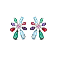 Chromotic Crystal Floral Burst Stud Earrings