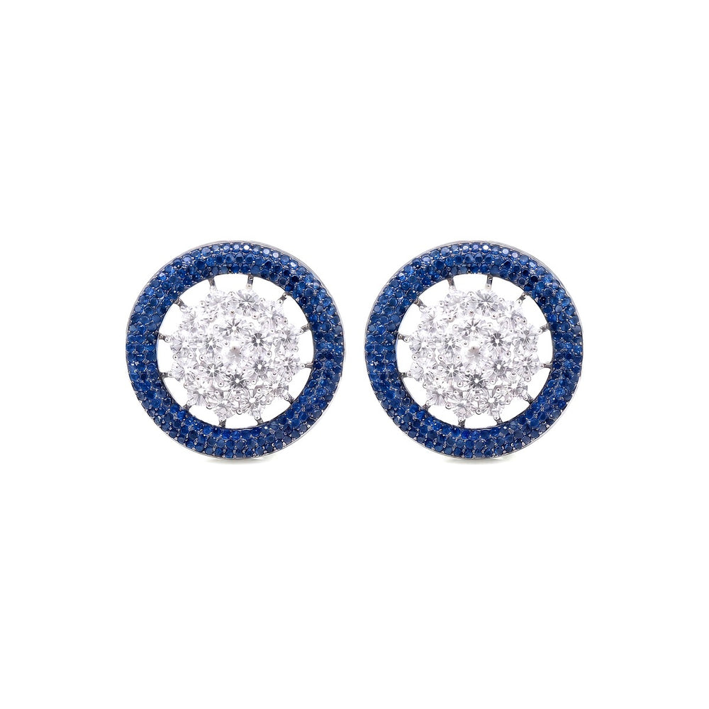Blue and white openwork stud earrings for women - RANGREZ (view 2)
