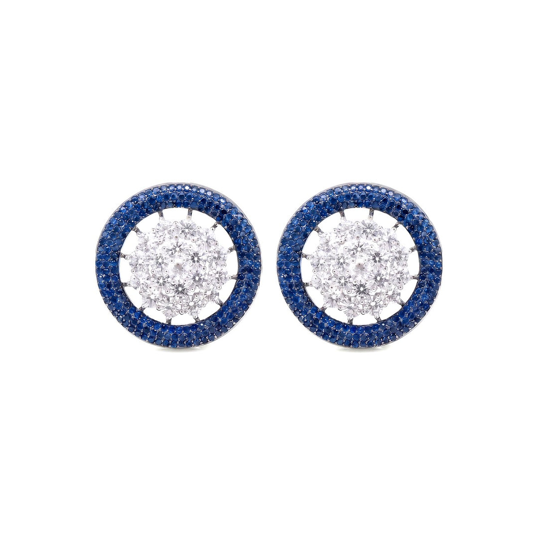 Blue and white openwork stud earrings for women - RANGREZ (view 2)