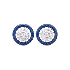 Blue and white openwork stud earrings for women - RANGREZ (view 2)