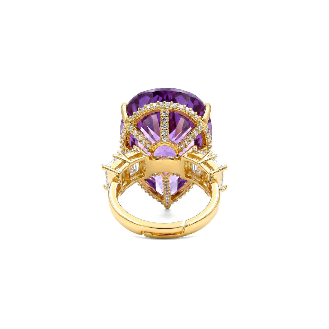 Pear solitaire cocktail ring for women, adjustable - RANGREZ (view 3)