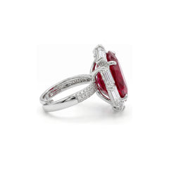 Noctis Red Ruby CZ Oval Cocktail Ring, Rhodium finish