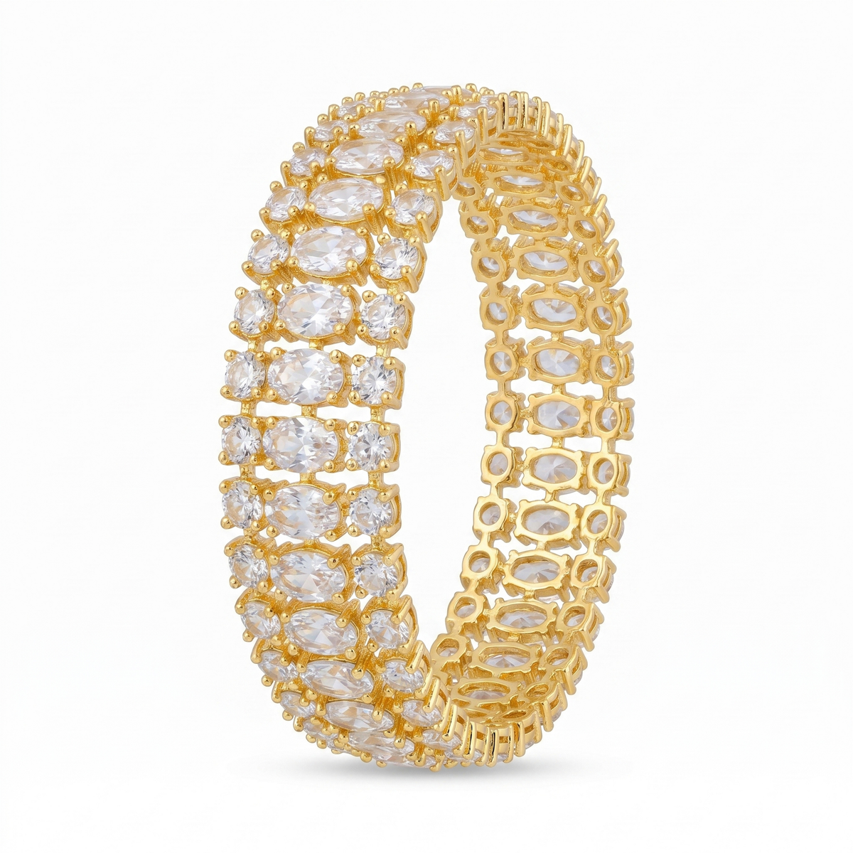 Gold-Tone Crystal Statement Bangles