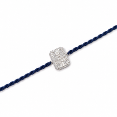 Mahadev Trishul AD Stone 92.5 Silver Rakhi with Navy Blue Cord