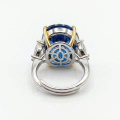 Trinity Crystal Oval Three-Stone Cocktail Ring, Gold & Rhodium finish