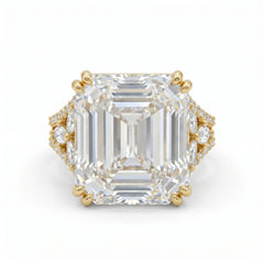 Hexa White Crystal Emerald Cut Statement Cocktail Ring