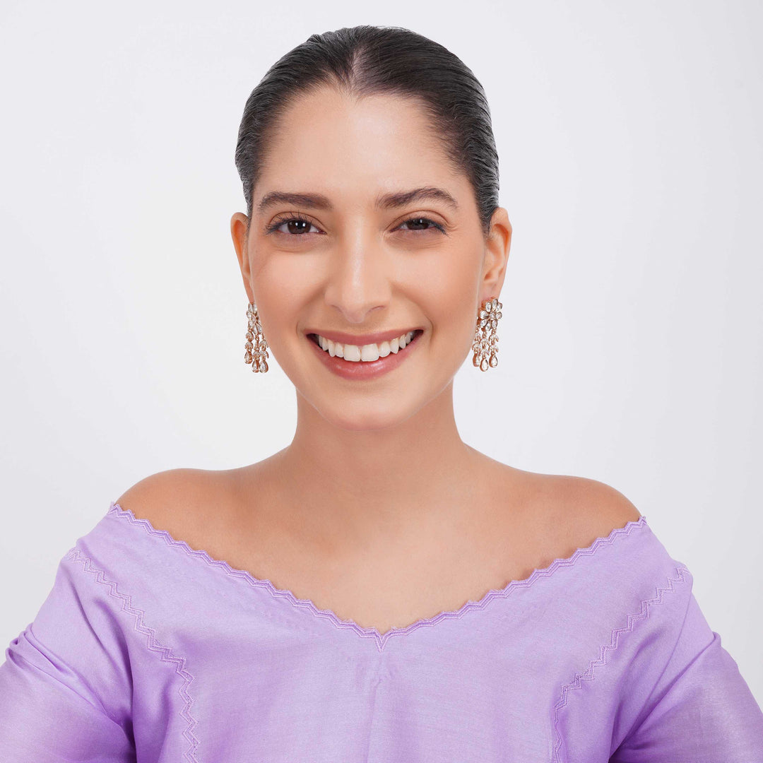 Hazel Kundan Dangle Pear Polki Earrings