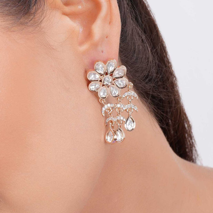 Hazel Kundan Dangle Pear Polki Earrings