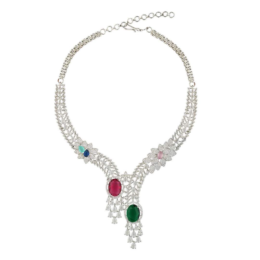 Queen Regal Red & Green Stone Necklace Set