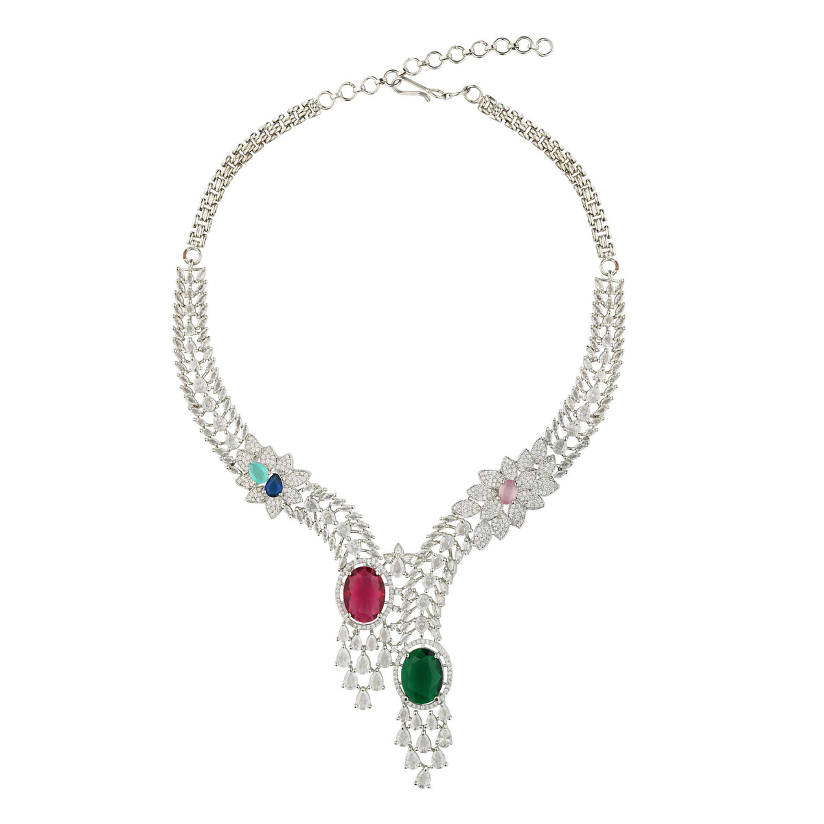 Queen Regal Red & Green Stone Necklace Set