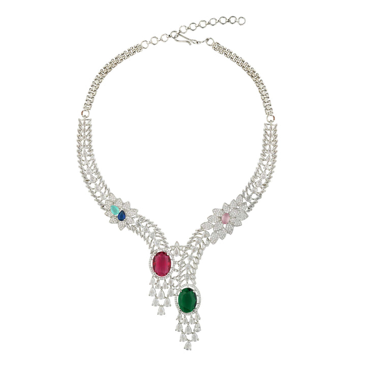 Queen Regal Red & Green Stone Necklace Set