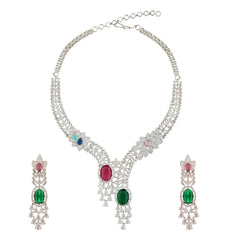 Queen Regal Red & Green Stone Necklace Set