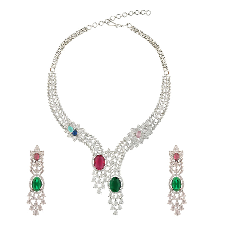 Queen Regal Red & Green Stone Necklace Set
