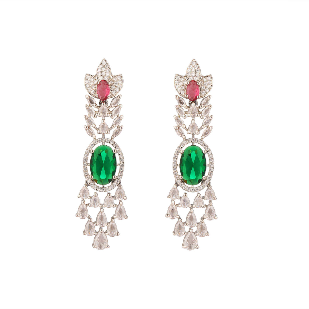 Queen Regal Red & Green Stone Necklace Set