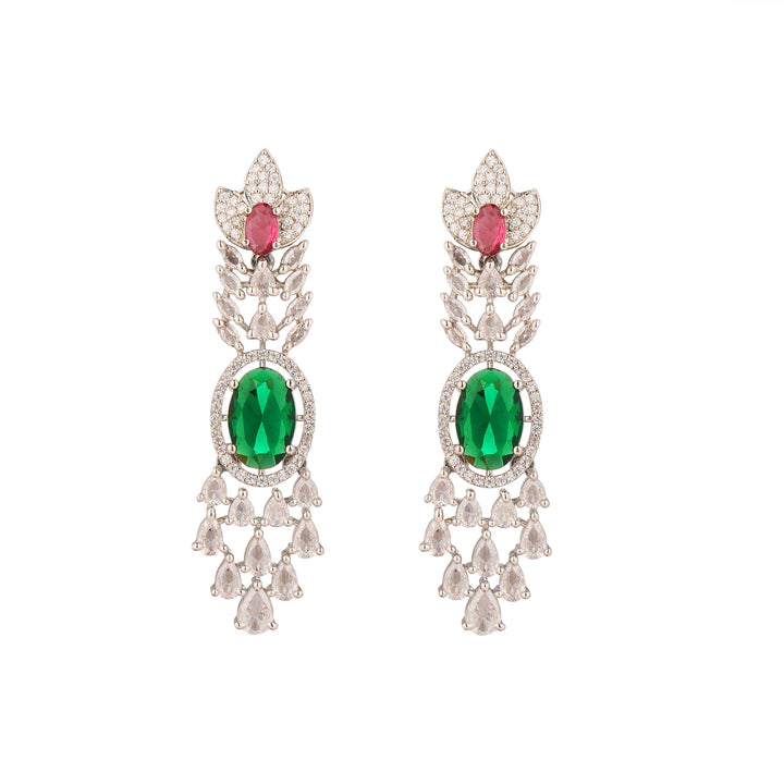 Queen Regal Red & Green Stone Necklace Set