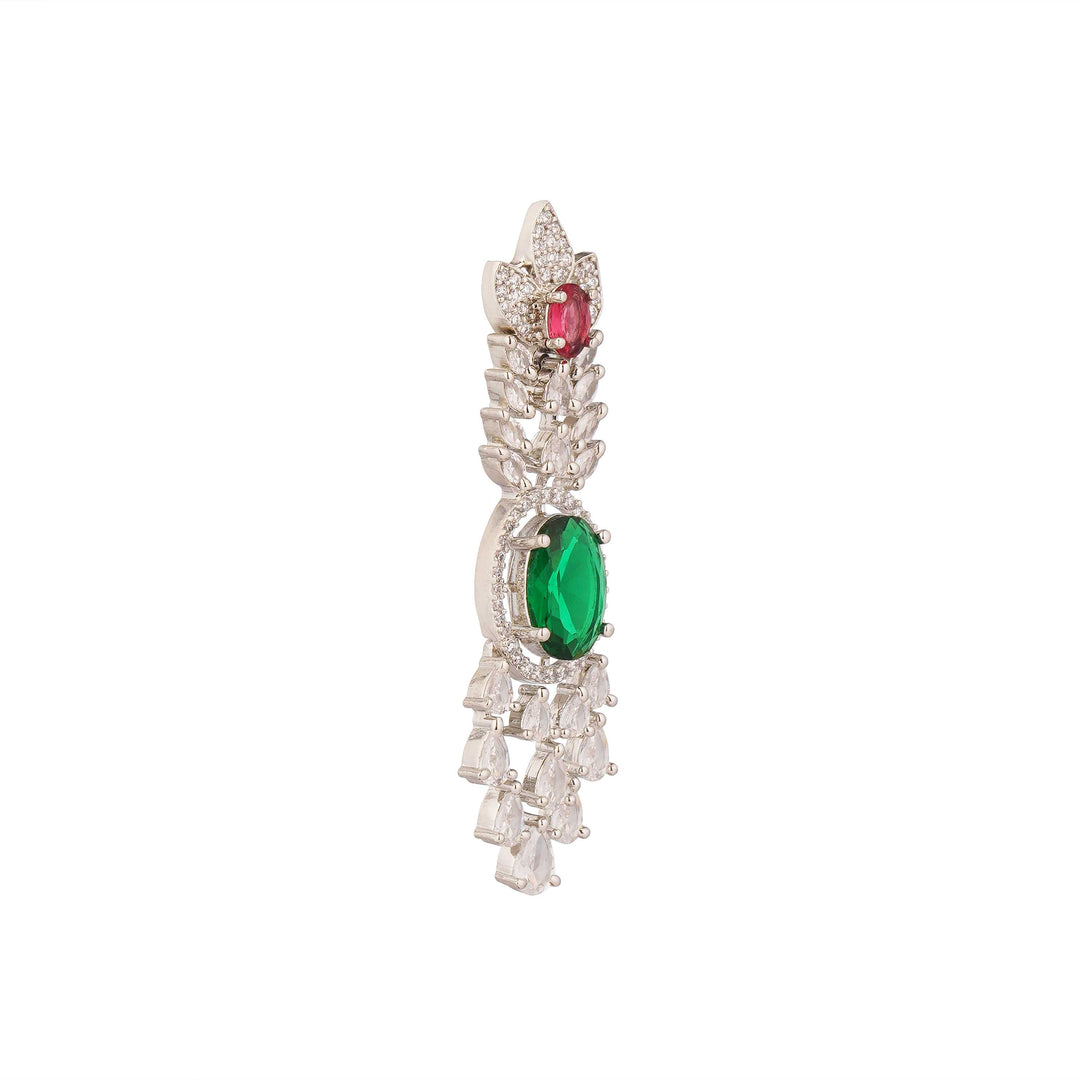 Queen Regal Red & Green Stone Necklace Set