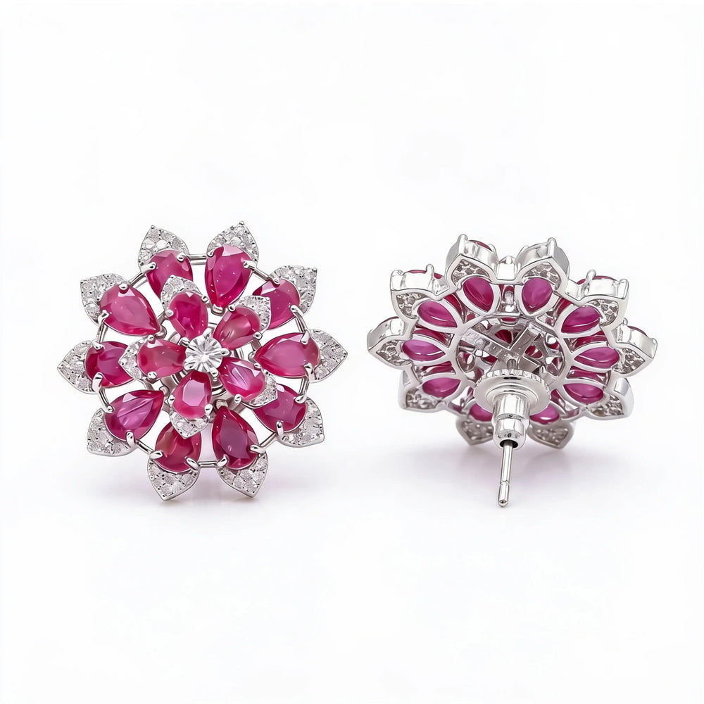 Camellia crystal pear cluster bloom stud earrings for women - RANGREZ (view 12)