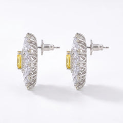 Starburst Emerald-Cut Halo Stud Earrings