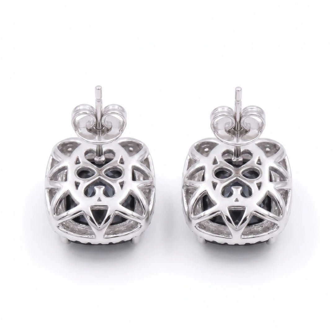 Cushion Halo Crystal Stud Earrings