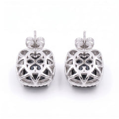 Cushion Halo Crystal Stud Earrings