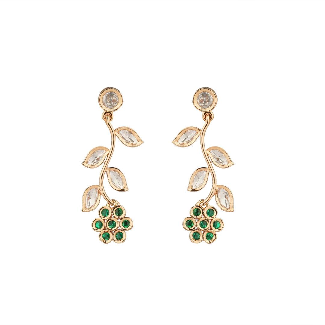 Hiba Delicate Polki Elegance Green & White CZ Necklace Set