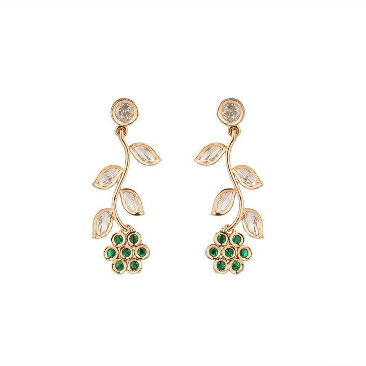Hiba Delicate Polki Elegance Green & White CZ Necklace Set