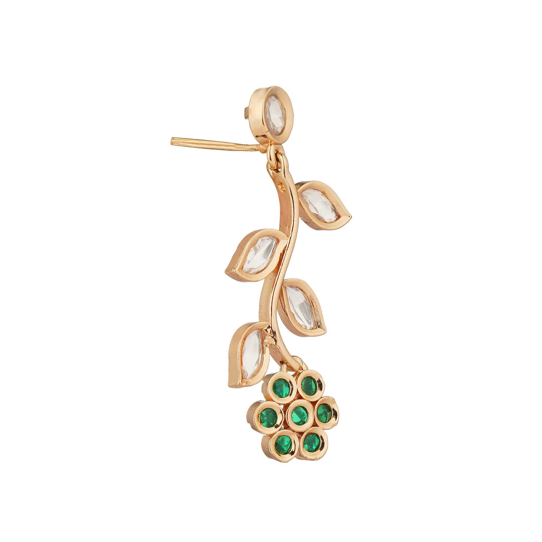 Hiba Delicate Polki Elegance Green & White CZ Necklace Set